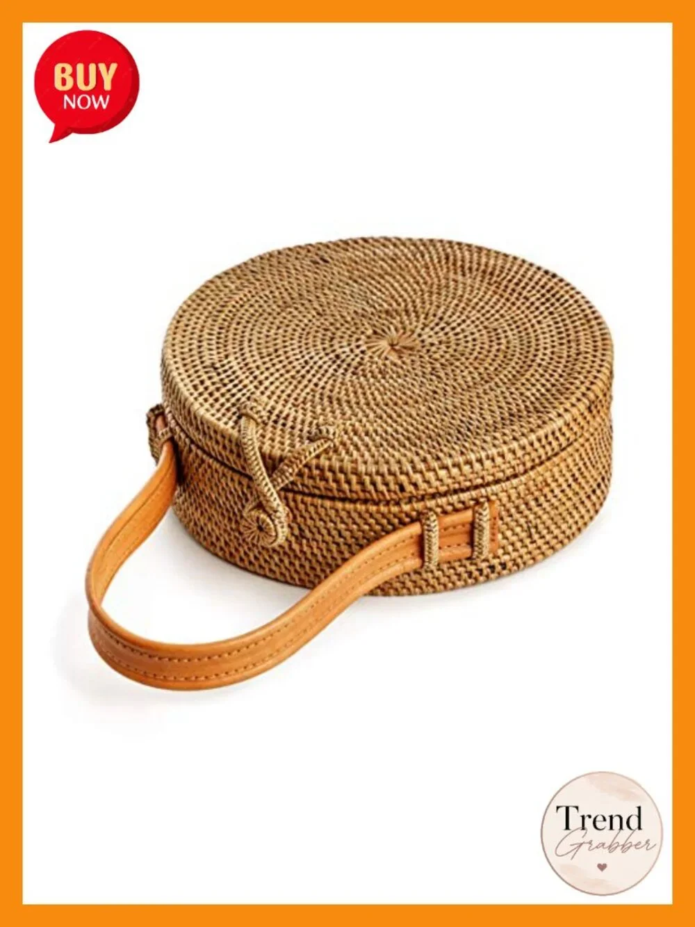 Handmade Rattan Crossbody Bag - Woven Wicker Purse - Round Straw Bag